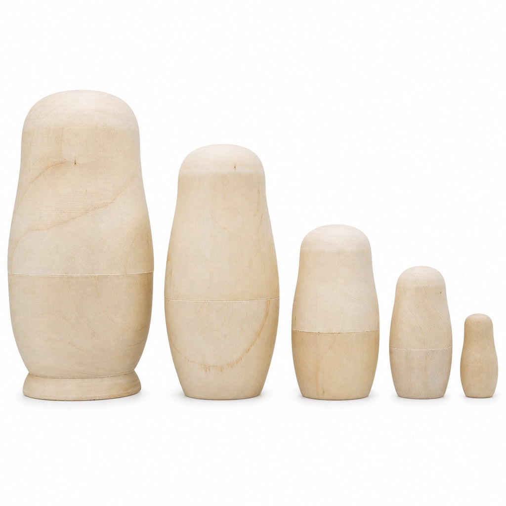Set of 5 Unfinished Wooden Nesting Dolls DIY Craft Blanks for Painting 6 Inches Nesting Dolls > Unfinished La Vie Bien Set of 5 Unfinished Wooden Nesting Dolls DIY Craft Blanks for Painting 6 Inches
