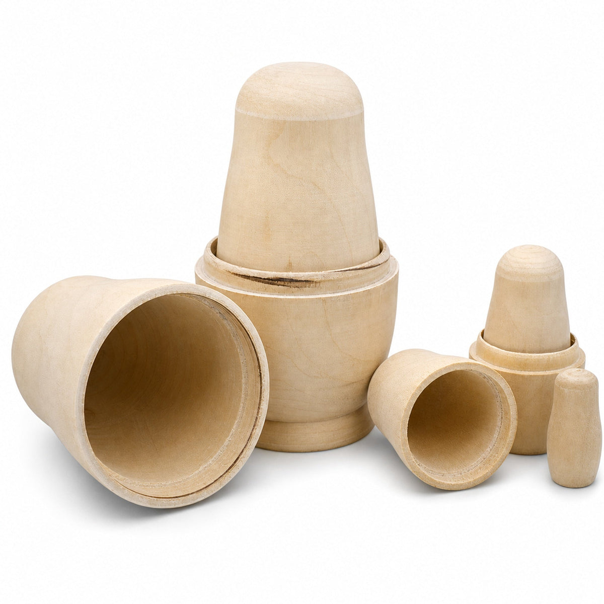 Set of 5 Unfinished Wooden Nesting Dolls DIY Craft Blanks for Painting 6 Inches Nesting Dolls > Unfinished La Vie Bien Set of 5 Unfinished Wooden Nesting Dolls DIY Craft Blanks for Painting 6 Inches