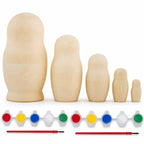 Set of 5 Unfinished Wooden Nesting Dolls with Paints DIY Craft Blanks for Painting 5.75 Inches Nesting Dolls > Unfinished La Vie Bien Set of 5 Unfinished Wooden Nesting Dolls with Paints DIY Craft Blanks for Painting 5.75 Inches