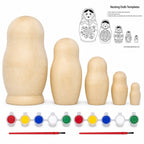 Set of 5 Unfinished Wooden Nesting Dolls with Paints DIY Craft Blanks for Painting 5.75 Inches Nesting Dolls > Unfinished La Vie Bien Set of 5 Unfinished Wooden Nesting Dolls with Paints DIY Craft Blanks for Painting 5.75 Inches