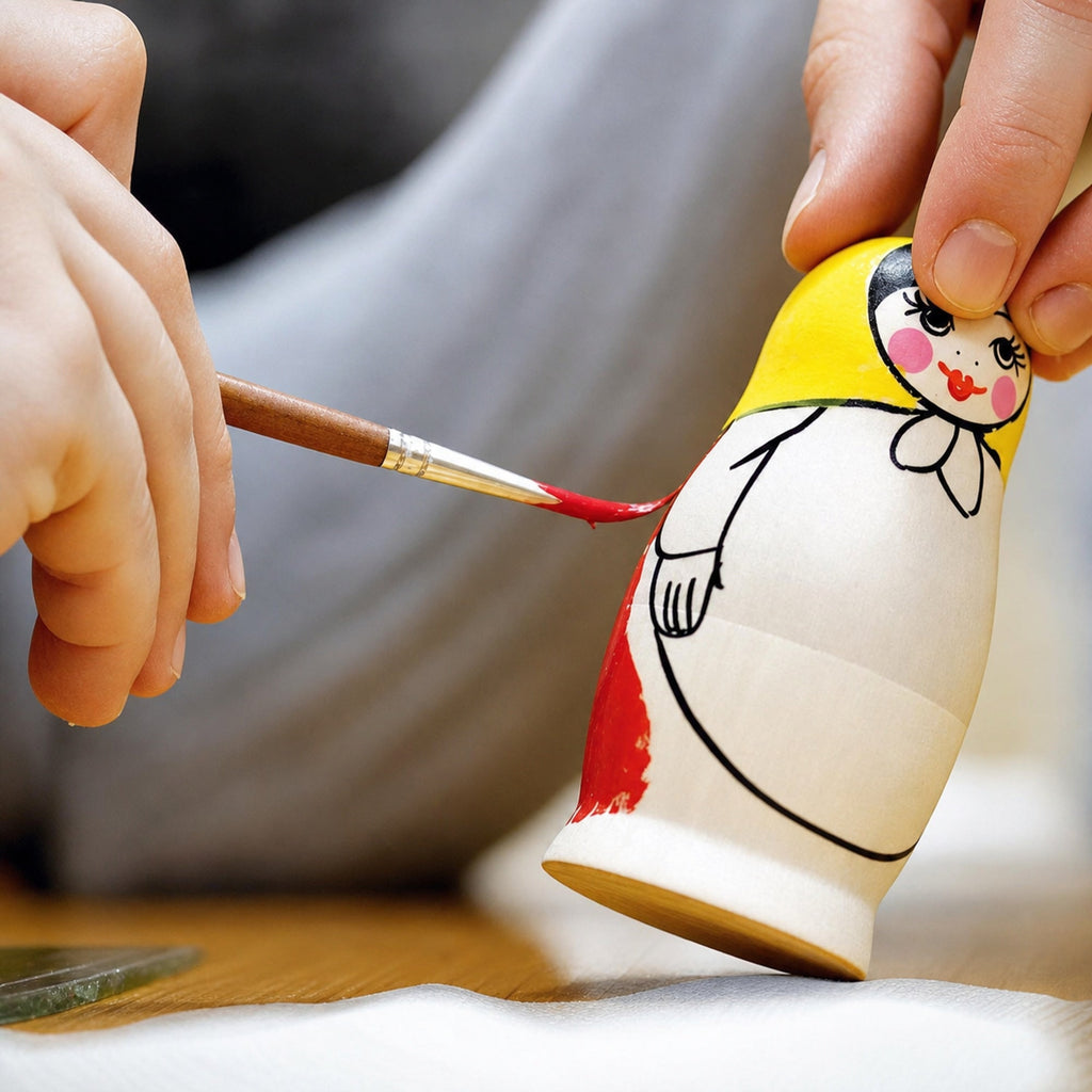 Set of 5 Unfinished Wooden Nesting Dolls with Paints DIY Craft Blanks for Painting 5.75 Inches Nesting Dolls > Unfinished La Vie Bien Set of 5 Unfinished Wooden Nesting Dolls with Paints DIY Craft Blanks for Painting 5.75 Inches