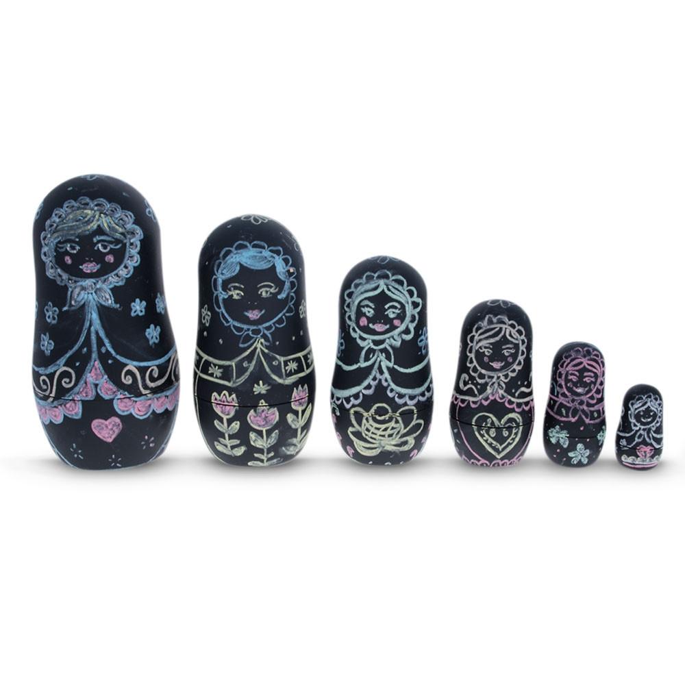 Set of 6 Chalkboard Plastic Nesting Dolls with Color Chalks Reusable DIY Drawing Matryoshka Craft Kit Nesting Dolls > Unfinished La Vie Bien Set of 6 Chalkboard Plastic Nesting Dolls with Color Chalks Reusable DIY Drawing Matryoshka Craft Kit
