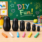 Set of 6 Chalkboard Plastic Nesting Dolls with Color Chalks Reusable DIY Drawing Matryoshka Craft Kit Nesting Dolls > Unfinished La Vie Bien Set of 6 Chalkboard Plastic Nesting Dolls with Color Chalks Reusable DIY Drawing Matryoshka Craft Kit
