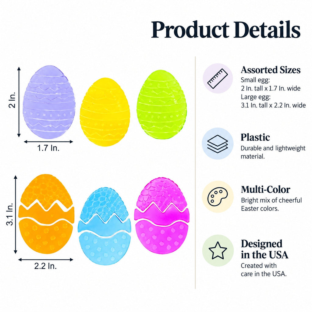 Set of 6 Easter Egg Gel Window Clings Gel Decorations Easter > Wall Decorations La Vie Bien Set of 6 Easter Egg Gel Window Clings Gel Decorations