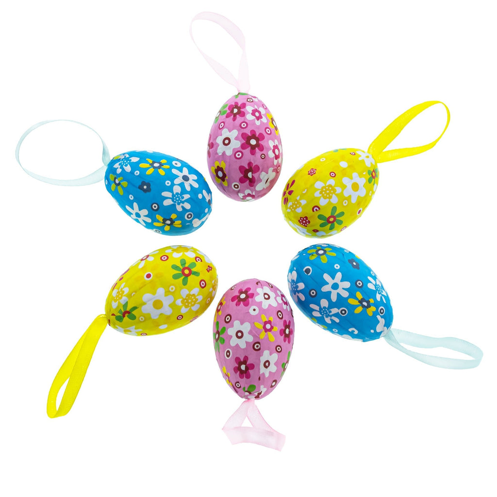 Set of 6 Floral Easter Egg Ornaments in Basket Easter Eggs > Ornaments La Vie Bien Set of 6 Floral Easter Egg Ornaments in Basket
