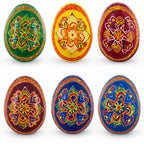 Set of 6 Folk Art Patterns Wooden Ukrainian Easter Eggs 2.5 Inches Easter Eggs > Wooden Pysanky Sets La Vie Bien Set of 6 Folk Art Patterns Wooden Ukrainian Easter Eggs 2.5 Inches