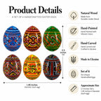 Set of 6 Geometric Pysanky Ukrainian Wooden Easter Eggs 2.5 Inches Easter Eggs > Wooden Pysanky Sets La Vie Bien Set of 6 Geometric Pysanky Ukrainian Wooden Easter Eggs 2.5 Inches