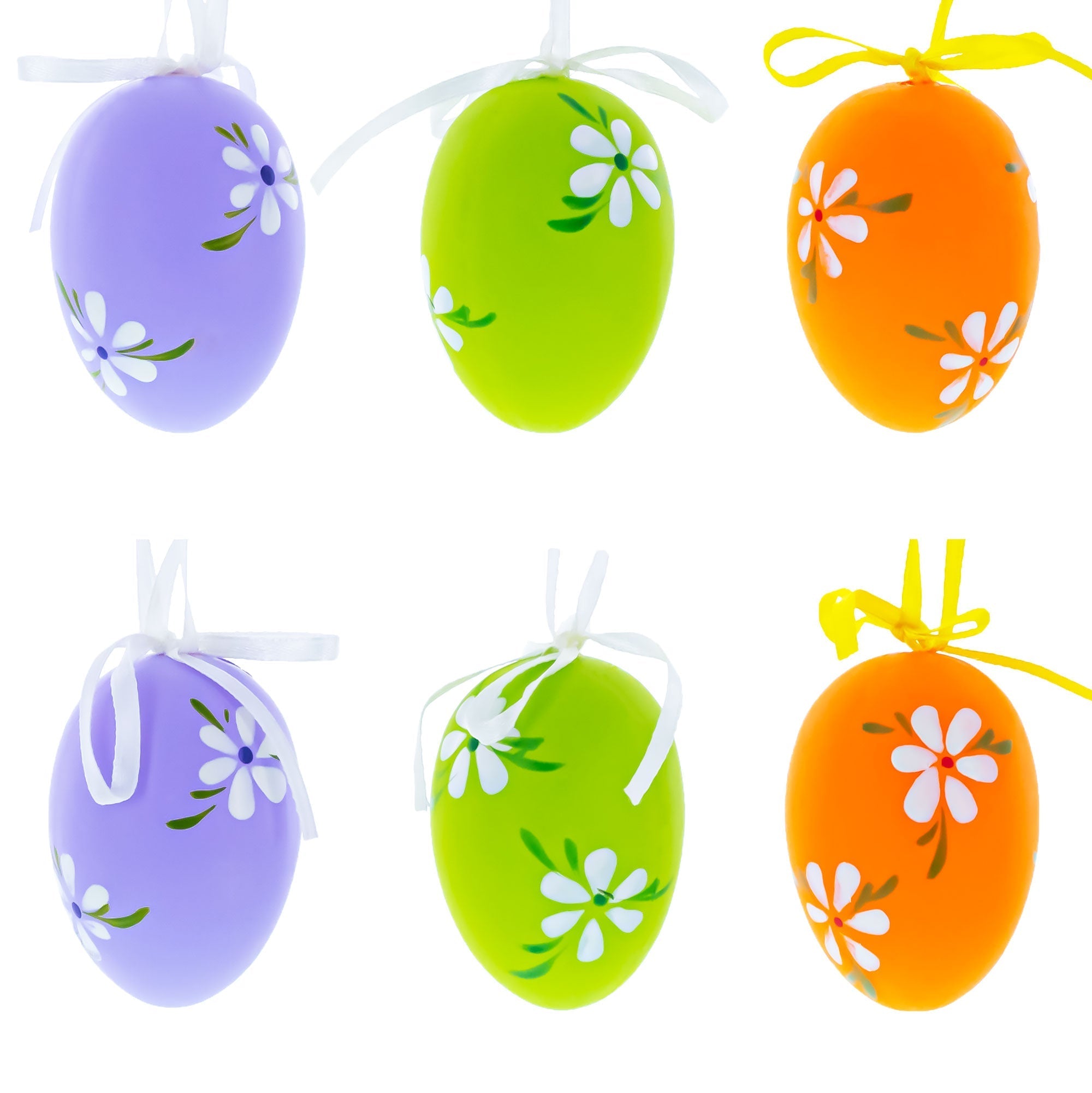 Set of 6 Green, Purple, Orange Flowers Plastic Easter Egg Ornaments 2.25 Inches Easter Eggs > Ornaments La Vie Bien Set of 6 Green, Purple, Orange Flowers Plastic Easter Egg Ornaments 2.25 Inches