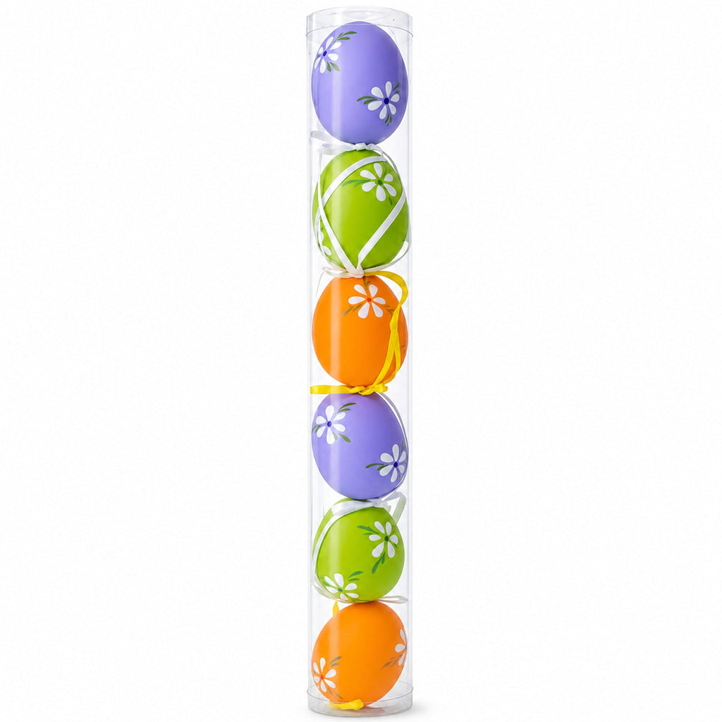 Set of 6 Green, Purple, Orange Flowers Plastic Easter Egg Ornaments 2.25 Inches Easter Eggs > Ornaments La Vie Bien Set of 6 Green, Purple, Orange Flowers Plastic Easter Egg Ornaments 2.25 Inches