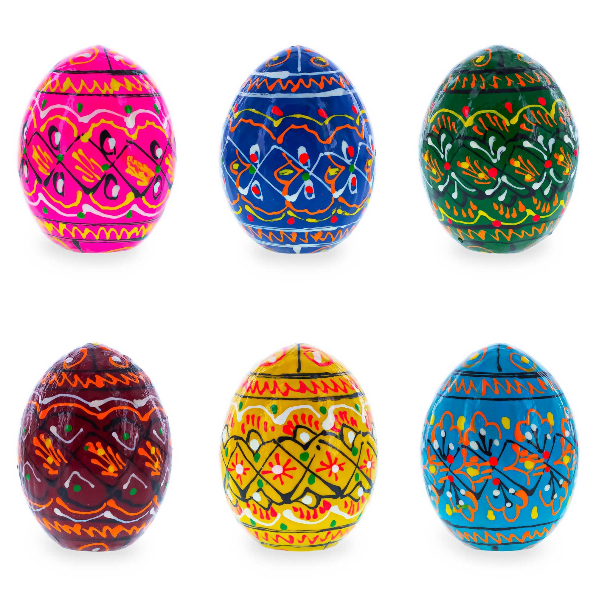 Set of 6 Miniature Ukrainian Wooden Easter Eggs Pysanky 1.5 Inches Easter Eggs > Wooden Pysanky Sets La Vie Bien Set of 6 Miniature Ukrainian Wooden Easter Eggs Pysanky 1.5 Inches