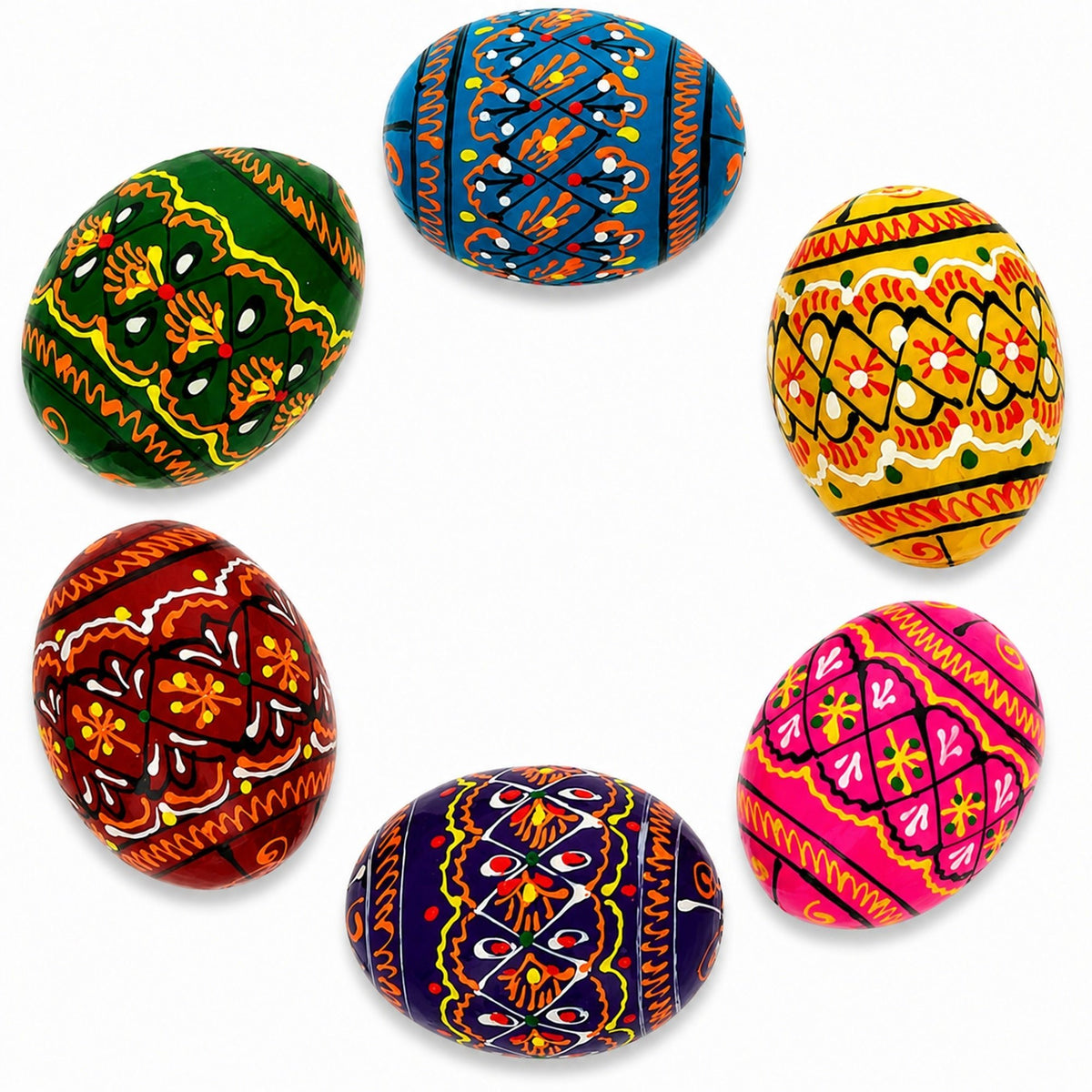 Set of 6 Miniature Ukrainian Wooden Easter Eggs Pysanky 1.5 Inches Easter Eggs > Wooden Pysanky Sets La Vie Bien Set of 6 Miniature Ukrainian Wooden Easter Eggs Pysanky 1.5 Inches