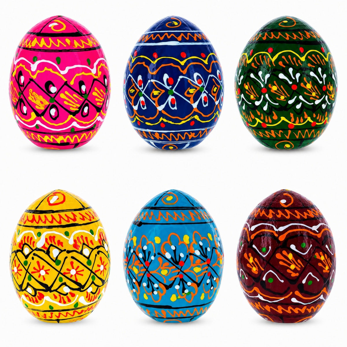 Set of 6 Miniature Ukrainian Wooden Easter Eggs Pysanky 1.5 Inches Easter Eggs > Wooden Pysanky Sets La Vie Bien Set of 6 Miniature Ukrainian Wooden Easter Eggs Pysanky 1.5 Inches