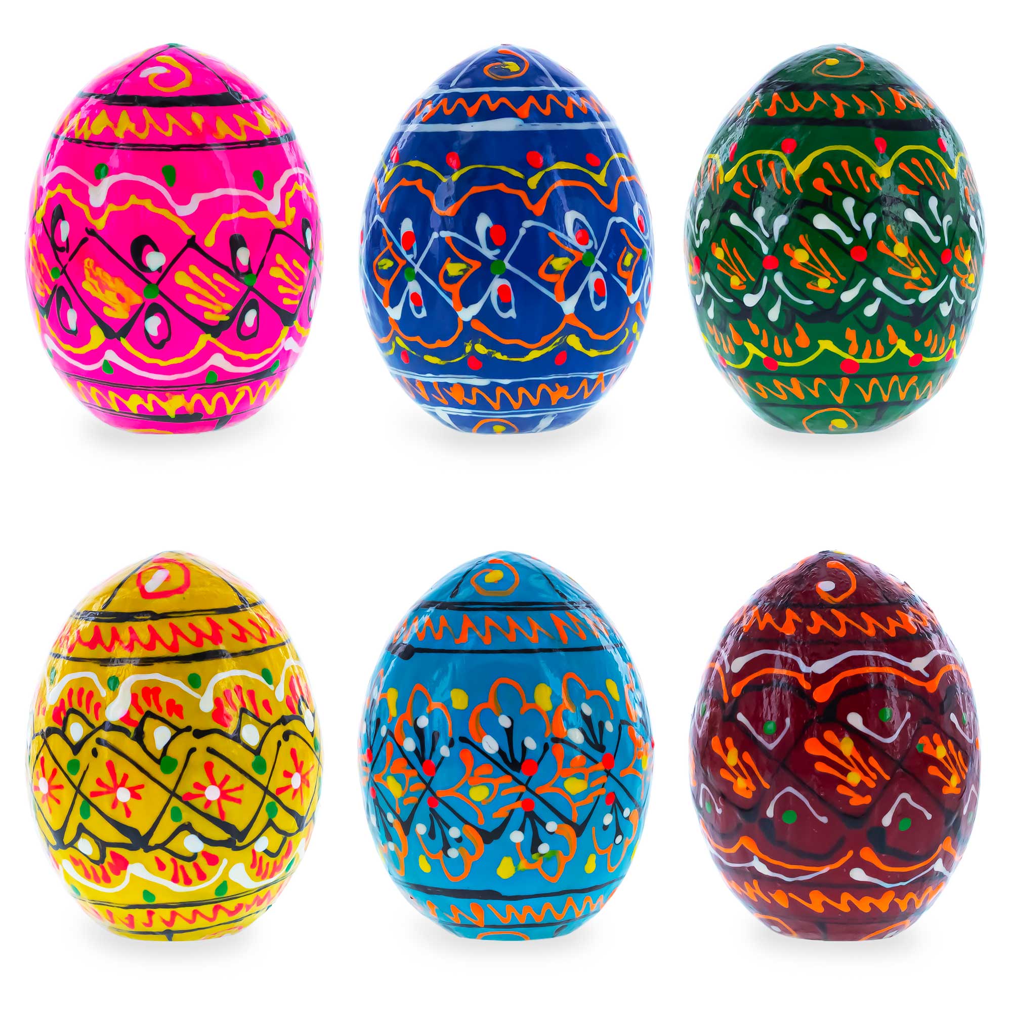 Set of 6 Miniature Ukrainian Wooden Easter Eggs Pysanky 1.5 Inches Easter Eggs > Wooden Pysanky Sets La Vie Bien Set of 6 Miniature Ukrainian Wooden Easter Eggs Pysanky 1.5 Inches