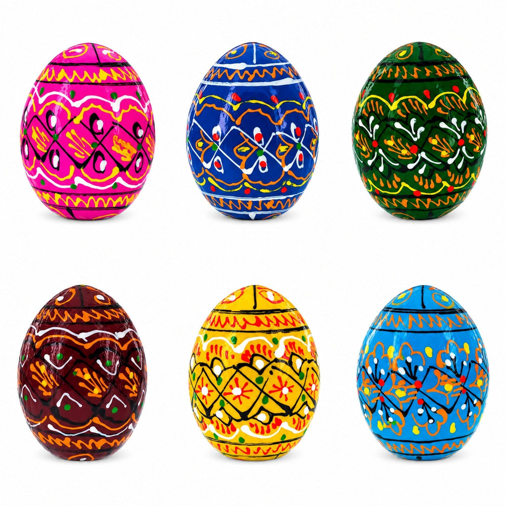 Set of 6 Miniature Ukrainian Wooden Easter Eggs Pysanky 1.5 Inches Easter Eggs > Wooden Pysanky Sets La Vie Bien Set of 6 Miniature Ukrainian Wooden Easter Eggs Pysanky 1.5 Inches