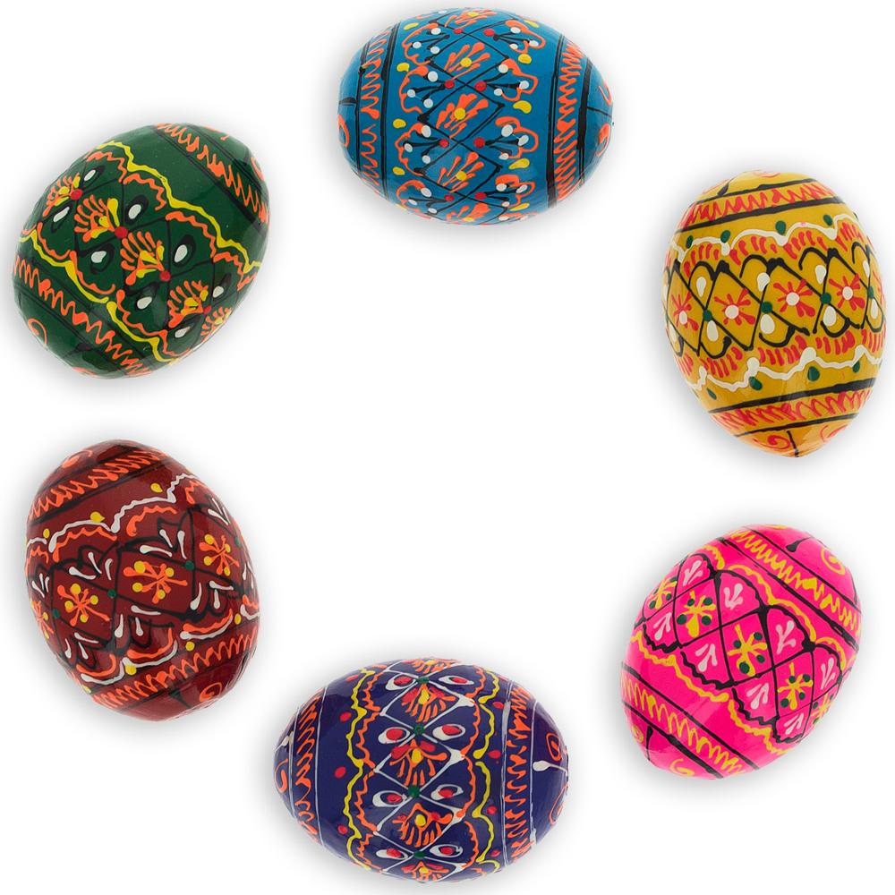 Set of 6 Miniature Ukrainian Wooden Easter Eggs Pysanky 1.5 Inches Easter Eggs > Wooden Pysanky Sets La Vie Bien Set of 6 Miniature Ukrainian Wooden Easter Eggs Pysanky 1.5 Inches