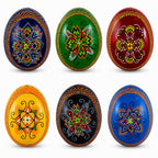 Set of 6 Multicolor Ukrainian Pysanky Wooden Easter Eggs 2.5 Inches Easter Eggs > Wooden Pysanky Sets La Vie Bien Set of 6 Multicolor Ukrainian Pysanky Wooden Easter Eggs 2.5 Inches