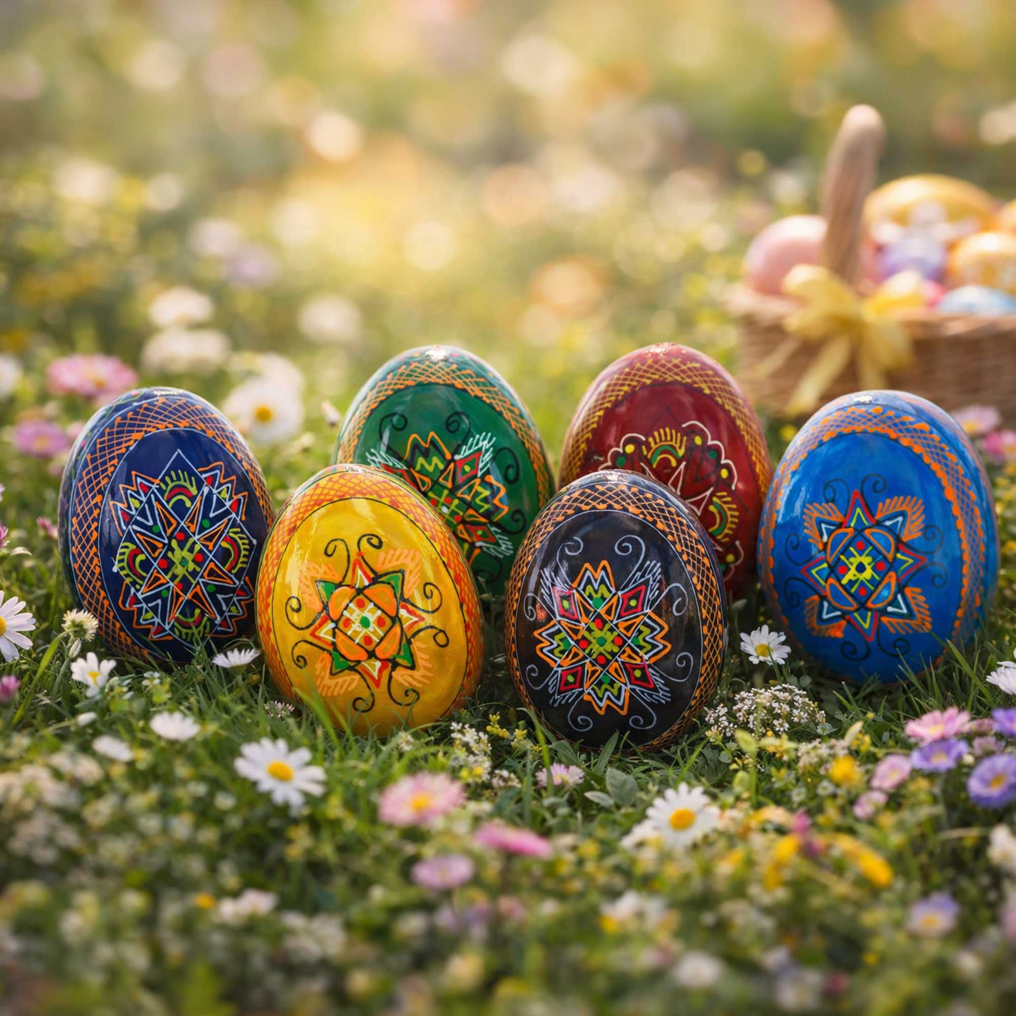 Set of 6 Multicolor Ukrainian Pysanky Wooden Easter Eggs 2.5 Inches Easter Eggs > Wooden Pysanky Sets La Vie Bien Set of 6 Multicolor Ukrainian Pysanky Wooden Easter Eggs 2.5 Inches