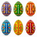 Set of 6 Pearlized Ukrainian Pysanky Wooden Easter Eggs 2.5 Inches Easter Eggs > Wooden Pysanky Sets La Vie Bien Set of 6 Pearlized Ukrainian Pysanky Wooden Easter Eggs 2.5 Inches
