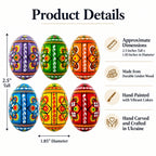 Set of 6 Pearlized Ukrainian Pysanky Wooden Easter Eggs 2.5 Inches Easter Eggs > Wooden Pysanky Sets La Vie Bien Set of 6 Pearlized Ukrainian Pysanky Wooden Easter Eggs 2.5 Inches