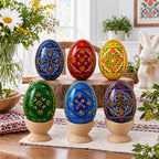 Set of 6 Traditional Ukrainian Pysanky Wooden Easter Eggs 2.5 Inches Easter Eggs > Wooden Pysanky Sets La Vie Bien Set of 6 Traditional Ukrainian Pysanky Wooden Easter Eggs 2.5 Inches