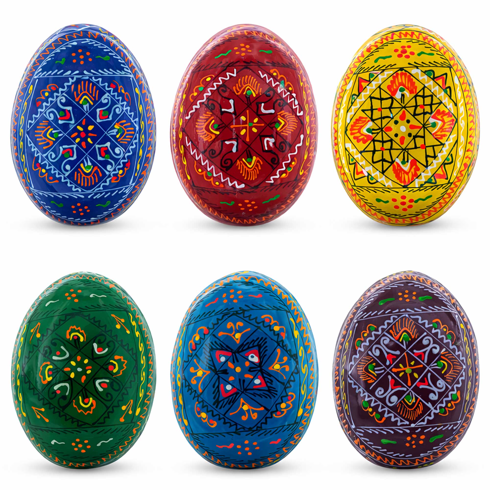 Set of 6 Traditional Ukrainian Pysanky Wooden Easter Eggs 2.5 Inches Easter Eggs > Wooden Pysanky Sets La Vie Bien Set of 6 Traditional Ukrainian Pysanky Wooden Easter Eggs 2.5 Inches