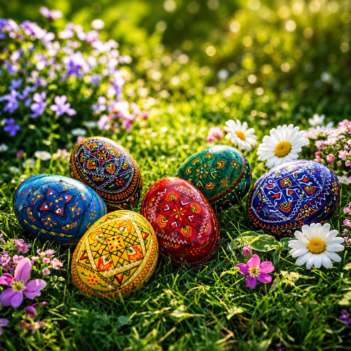 Set of 6 Traditional Ukrainian Pysanky Wooden Easter Eggs 2.5 Inches Easter Eggs > Wooden Pysanky Sets La Vie Bien Set of 6 Traditional Ukrainian Pysanky Wooden Easter Eggs 2.5 Inches