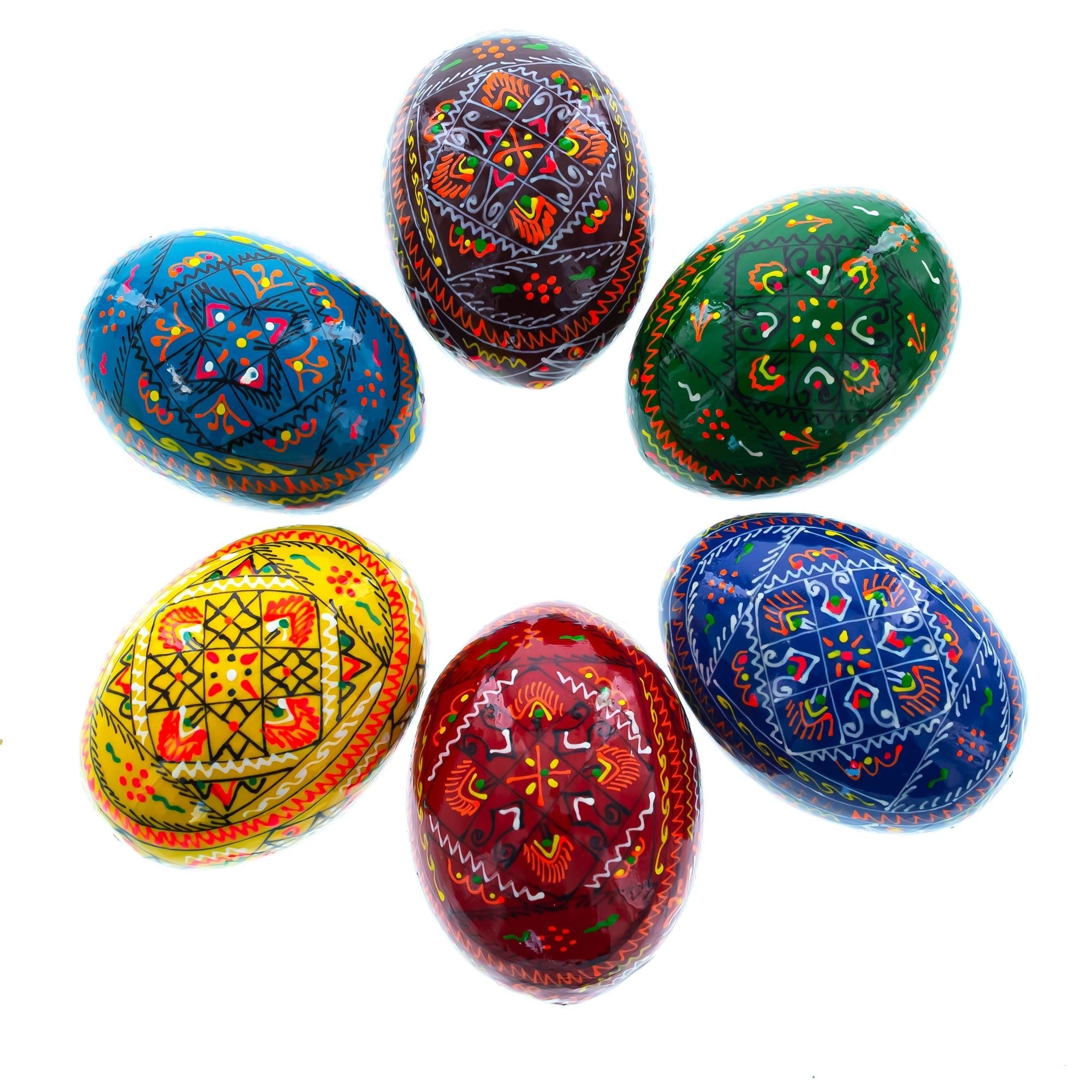 Set of 6 Traditional Ukrainian Pysanky Wooden Easter Eggs 2.5 Inches Easter Eggs > Wooden Pysanky Sets La Vie Bien Set of 6 Traditional Ukrainian Pysanky Wooden Easter Eggs 2.5 Inches