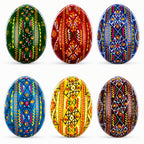 Set of 6 Traditional Ukrainian Pysanky Wooden Easter Eggs 2.5 Inches Easter Eggs > Wooden Pysanky Sets La Vie Bien Set of 6 Traditional Ukrainian Pysanky Wooden Easter Eggs 2.5 Inches