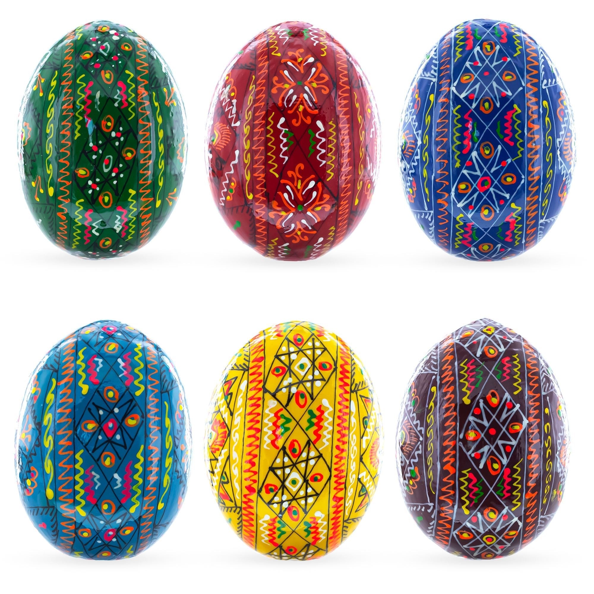 Set of 6 Traditional Ukrainian Pysanky Wooden Easter Eggs 2.5 Inches Easter Eggs > Wooden Pysanky Sets La Vie Bien Set of 6 Traditional Ukrainian Pysanky Wooden Easter Eggs 2.5 Inches