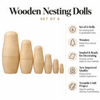 Set of 6 Unfinished Wooden Nesting Dolls DIY Craft Blanks for Painting 6.5 Inches Nesting Dolls > Unfinished La Vie Bien Set of 6 Unfinished Wooden Nesting Dolls DIY Craft Blanks for Painting 6.5 Inches