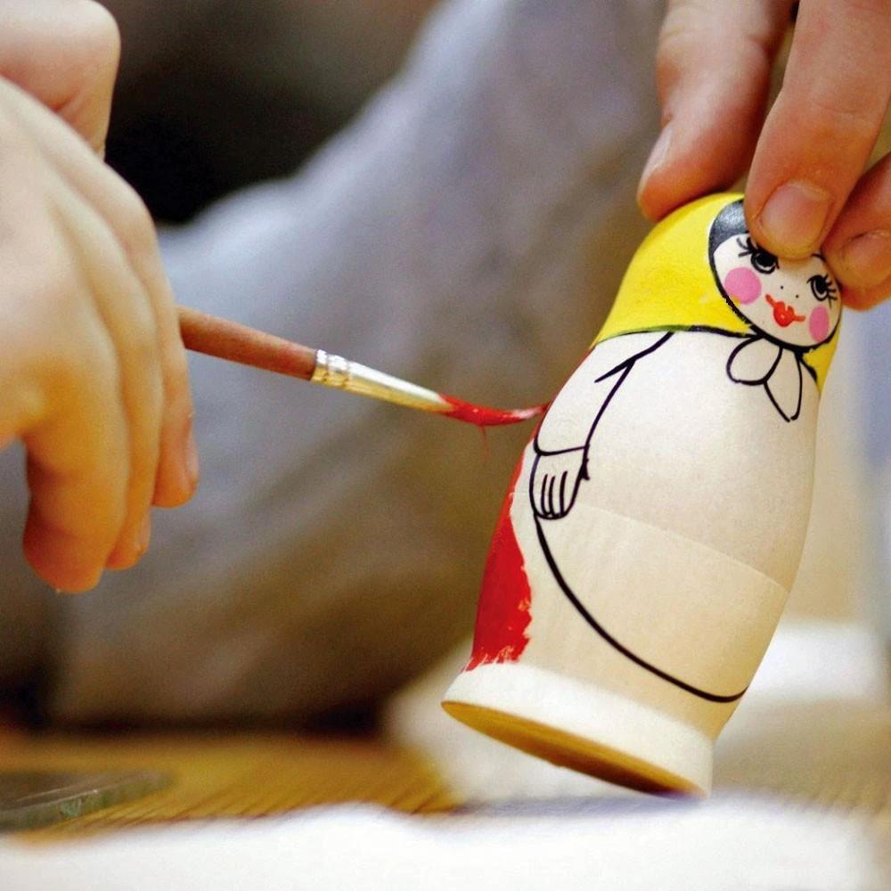 Set of 6 Unfinished Wooden Nesting Dolls DIY Craft Blanks for Painting 6.5 Inches
