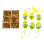 Set of 6 Yellow Green Lace-Trimmed Hanging Floral Easter Egg Ornaments Easter Eggs > Ornaments La Vie Bien Set of 6 Yellow Green Lace-Trimmed Hanging Floral Easter Egg Ornaments