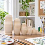 Set of 7 Unfinished Wooden Nesting Dolls DIY Craft Blanks for Painting 6.75 Inches Nesting Dolls > Unfinished La Vie Bien Set of 7 Unfinished Wooden Nesting Dolls DIY Craft Blanks for Painting 6.75 Inches
