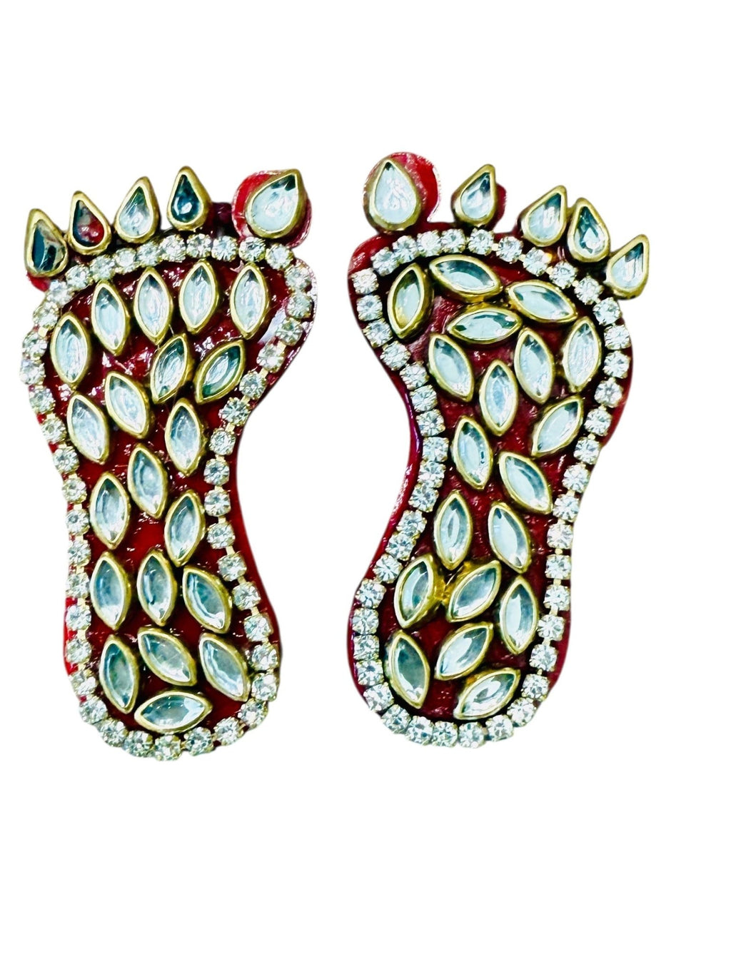 Set of Kundan Laxmi Charan & Pair of Swatik for Diwali Pooja La Vie Bien Set of Kundan Laxmi Charan & Pair of Swatik for Diwali Pooja