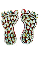 Set of Kundan Laxmi Charan & Pair of Swatik for Diwali Pooja La Vie Bien Set of Kundan Laxmi Charan & Pair of Swatik for Diwali Pooja