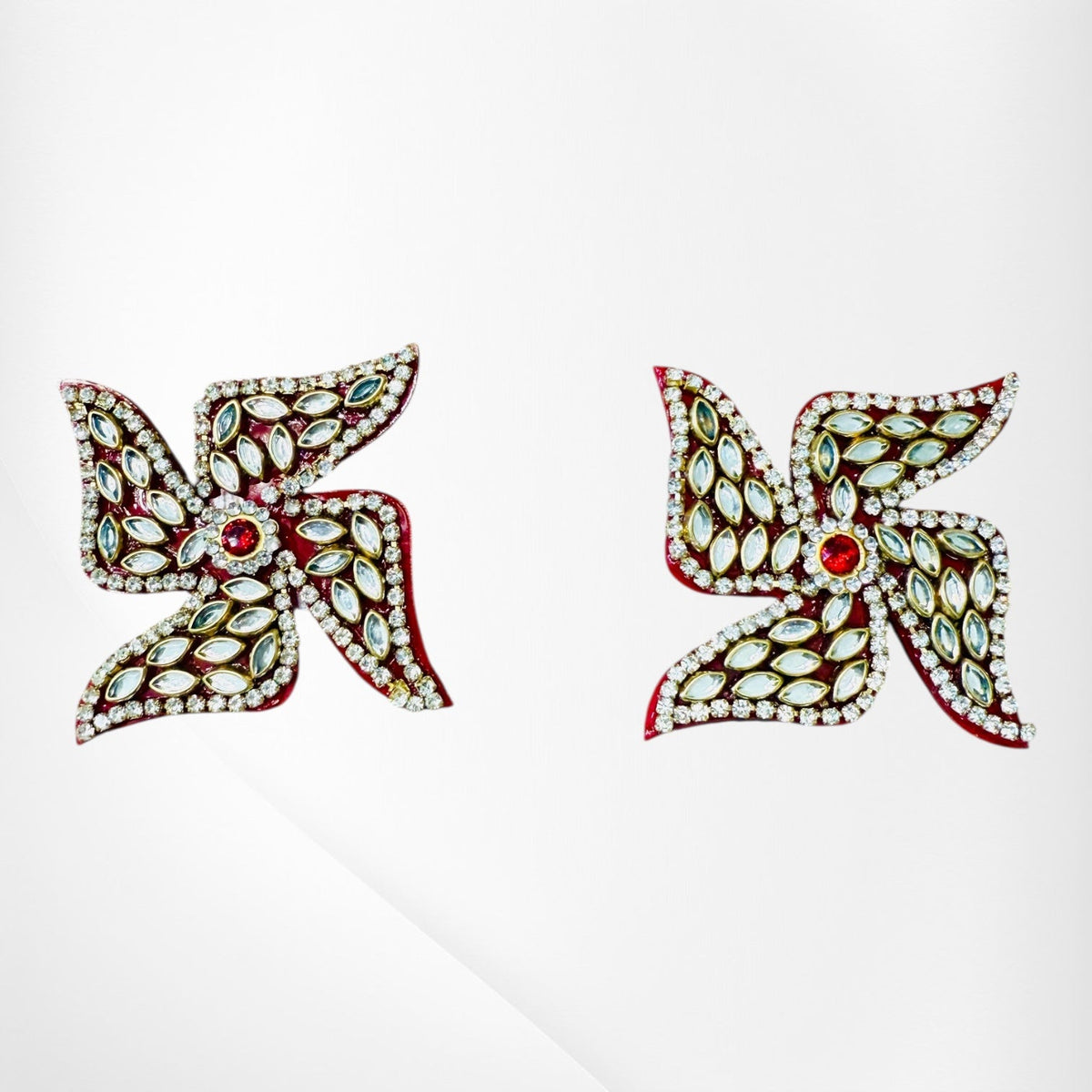 Set of Kundan Laxmi Charan & Pair of Swatik for Diwali Pooja La Vie Bien Set of Kundan Laxmi Charan & Pair of Swatik for Diwali Pooja