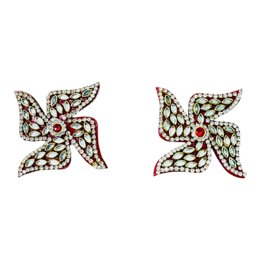 Set of Kundan Laxmi Charan & Pair of Swatik for Diwali Pooja La Vie Bien Set of Kundan Laxmi Charan & Pair of Swatik for Diwali Pooja