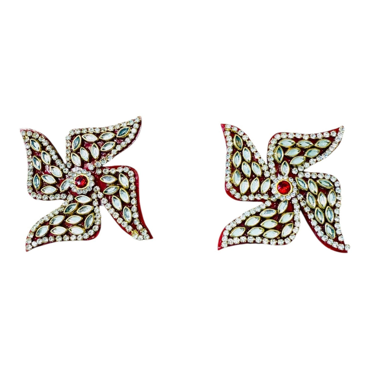 Set of Kundan Laxmi Charan & Pair of Swatik for Diwali Pooja La Vie Bien Set of Kundan Laxmi Charan & Pair of Swatik for Diwali Pooja
