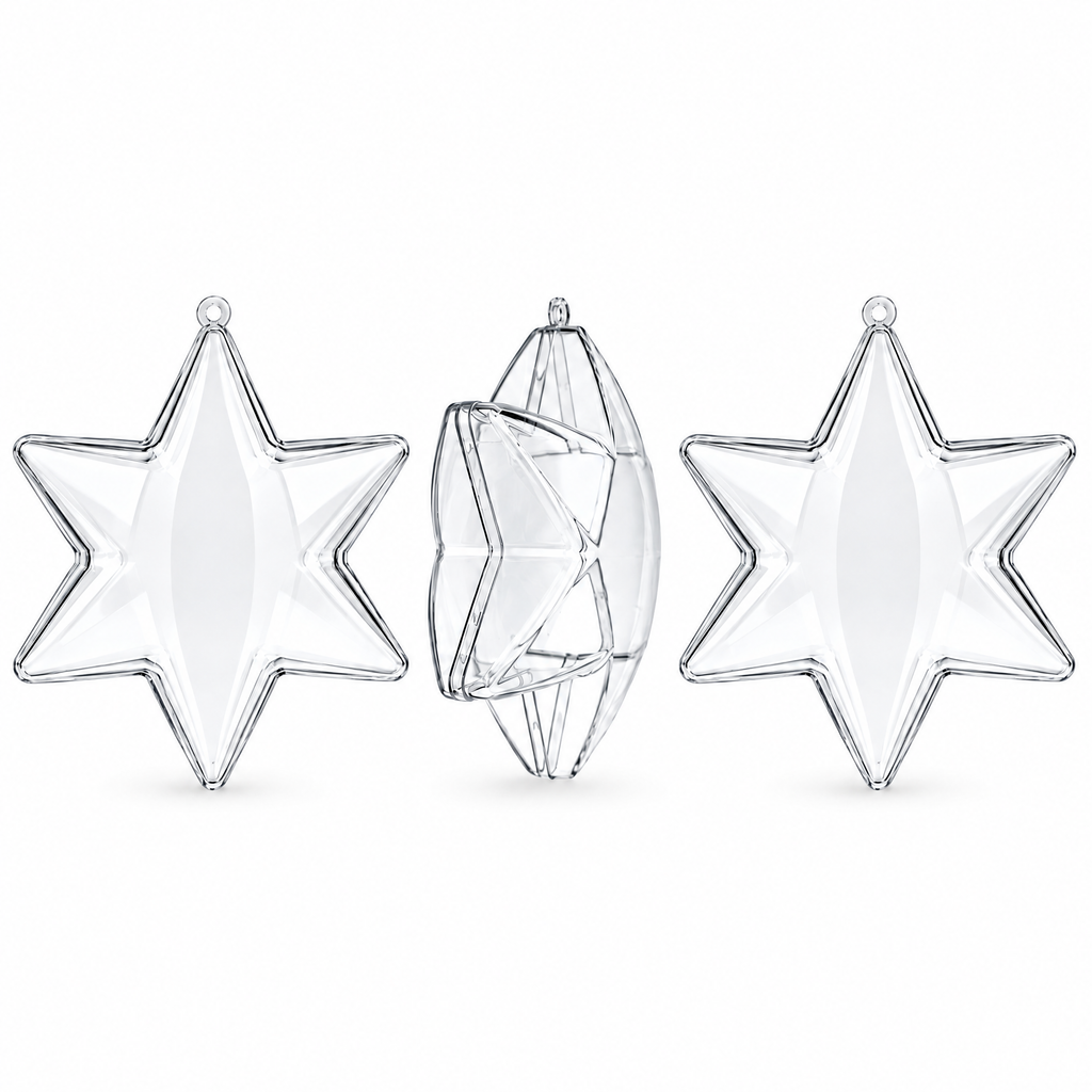 Set of 3 Clear Plastic Hexagon Ornaments 4 Inches