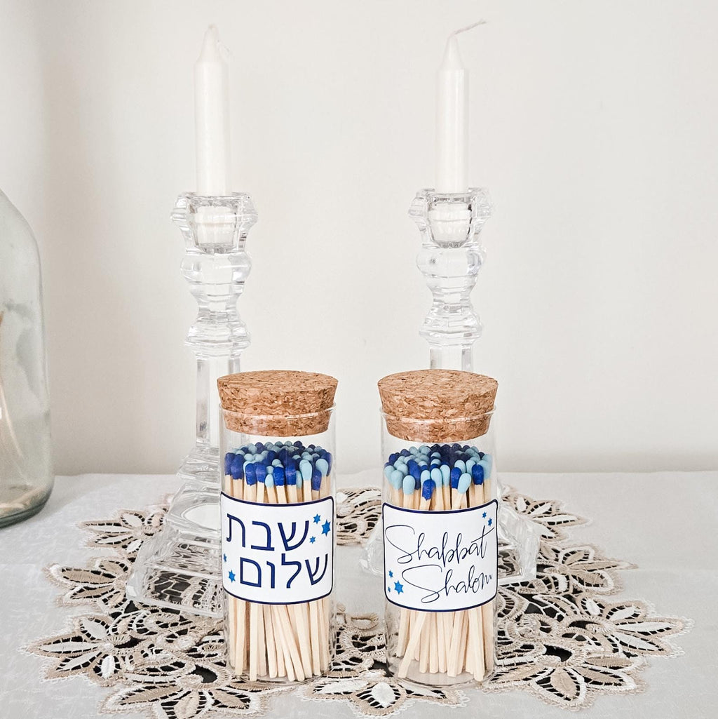 Shabbat Shalom Decorative Glass Match Jar Shabbat & Shalom La Vie Bien Shabbat Shalom Decorative Glass Match Jar