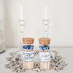 Shabbat Shalom Decorative Glass Match Jar by Salt Sparkle Shalom