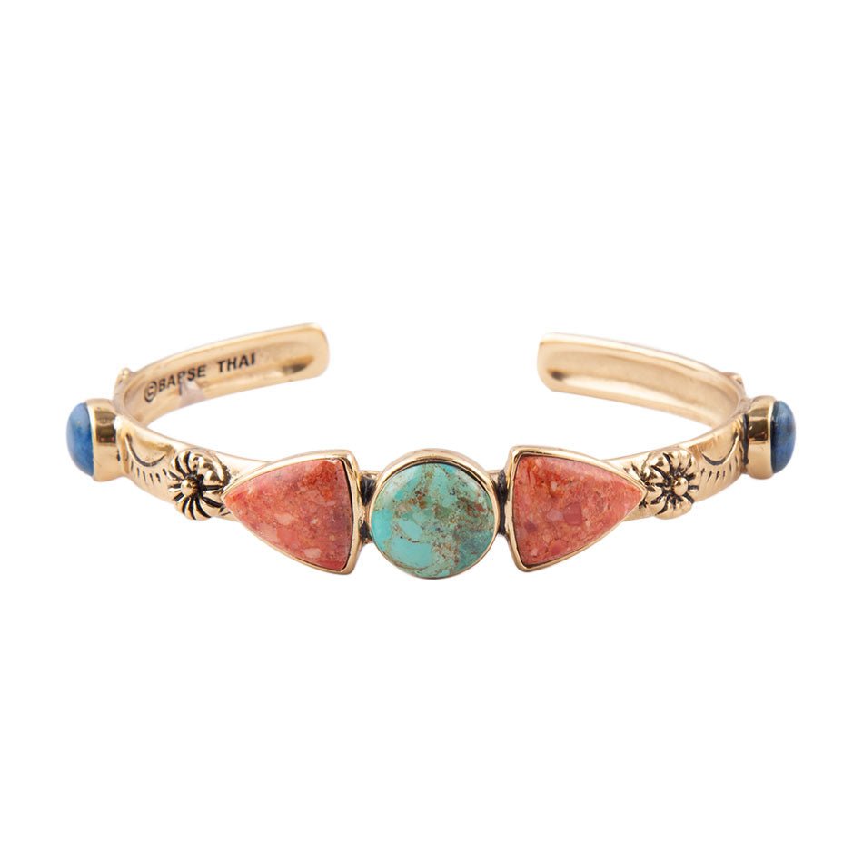 Shades of Multi Stone Golden Cuff Bracelet