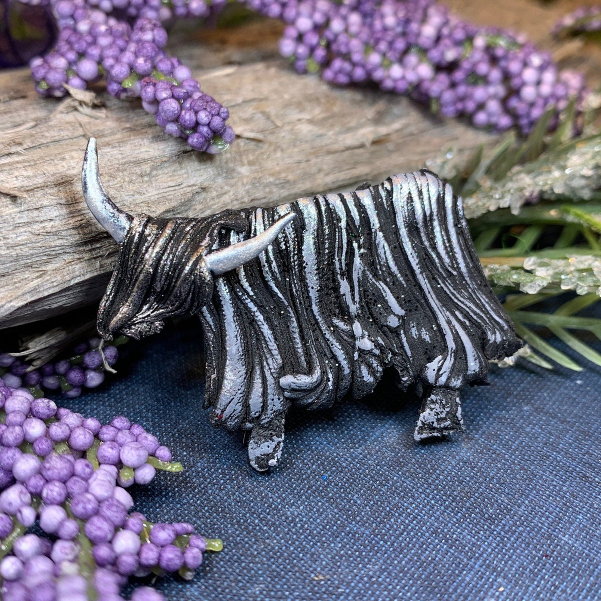 Shaggy Highland Cow Brooch - Handmade in Scotland Brooch La Vie Bien Shaggy Highland Cow Brooch - Handmade in Scotland
