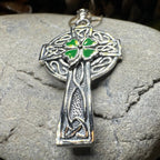 Shamrock Fields Irish Celtic Cross Necklace in Sterling Silver Pendant La Vie Bien Shamrock Fields Irish Celtic Cross Necklace in Sterling Silver