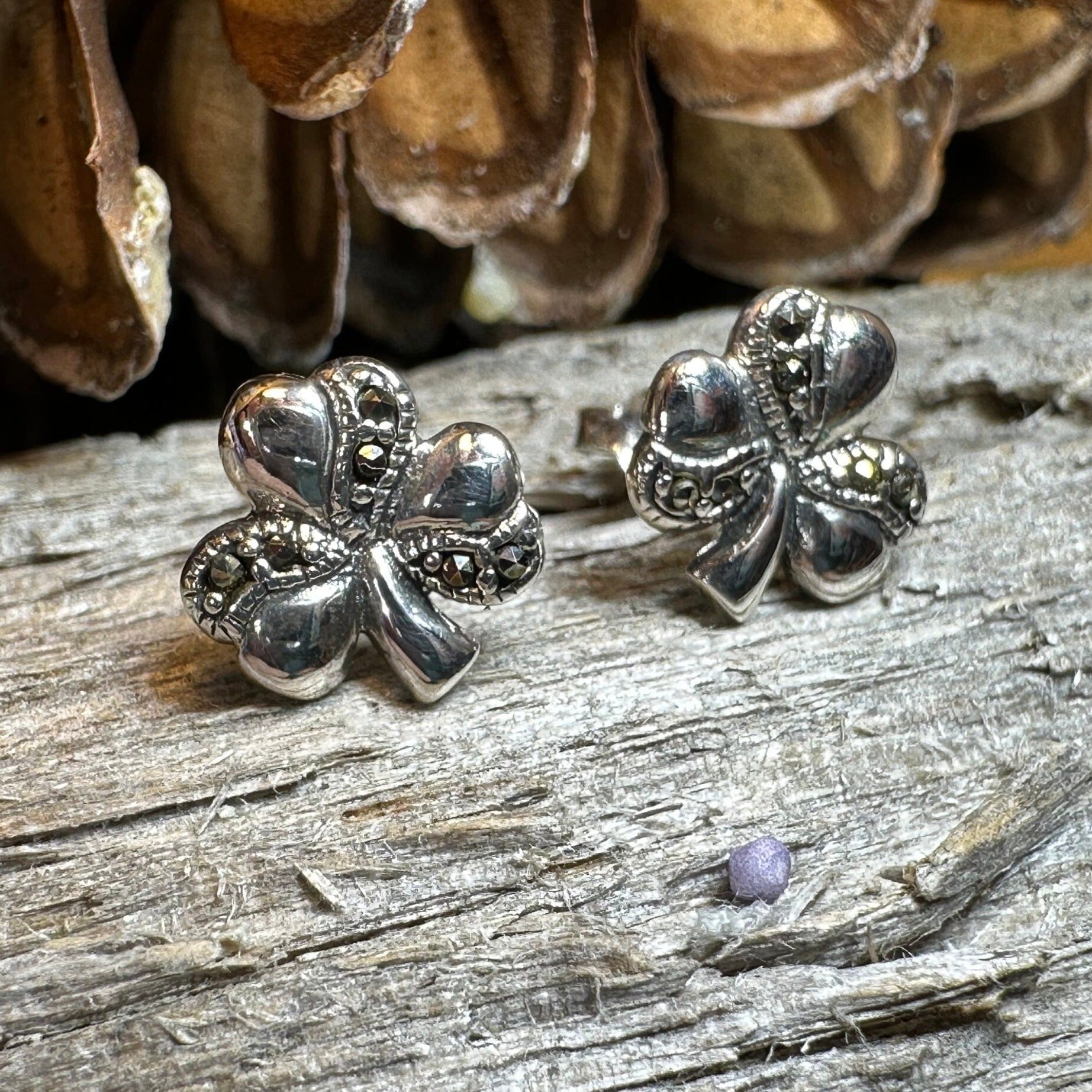Shamrock Marcasite Earrings Post Earrings La Vie Bien Shamrock Marcasite Earrings