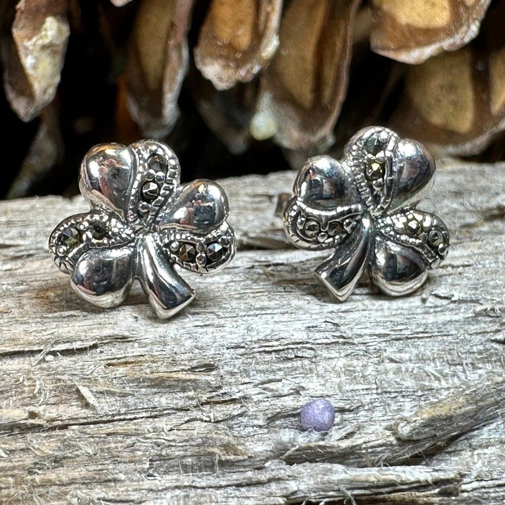Shamrock Marcasite Earrings Post Earrings La Vie Bien Shamrock Marcasite Earrings