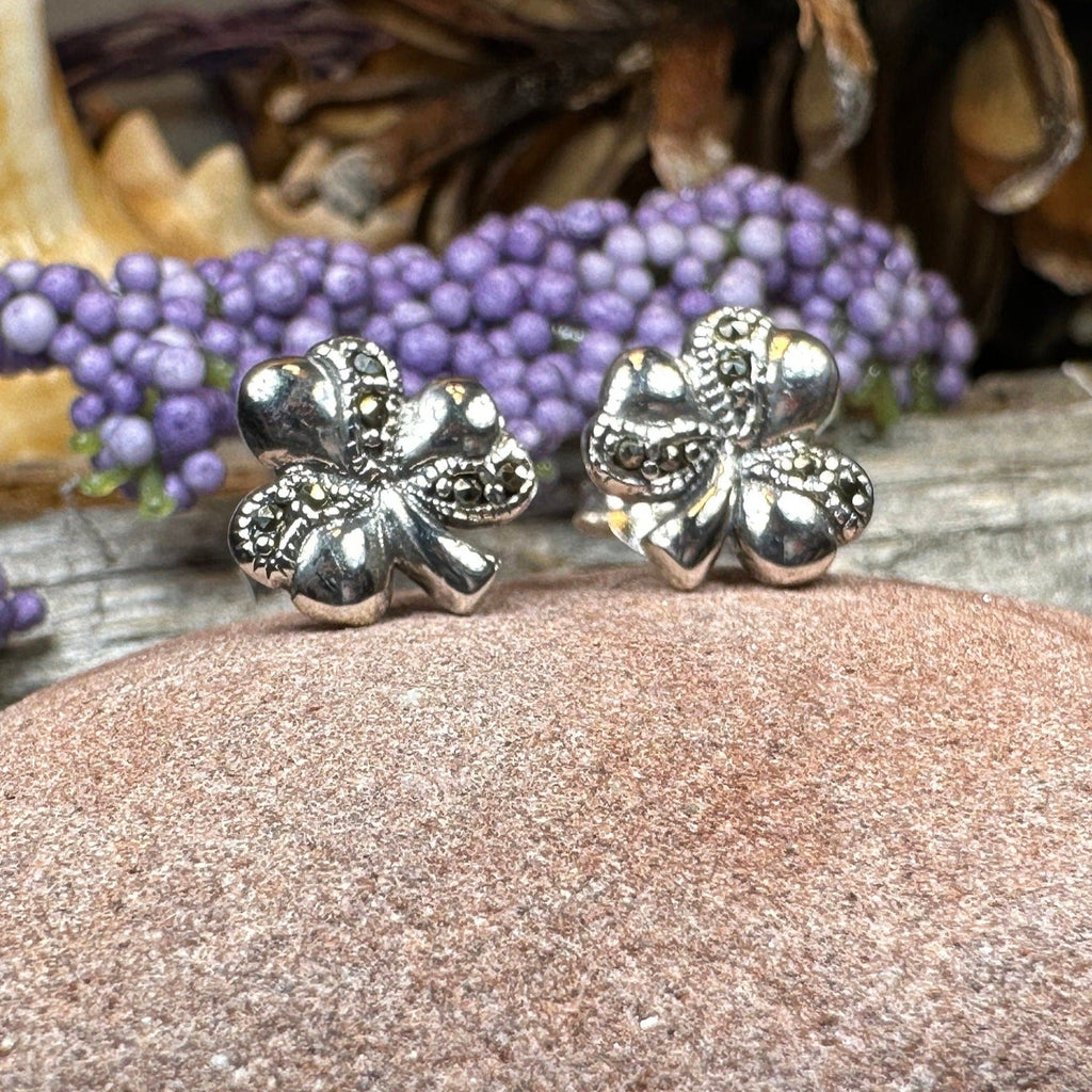 Shamrock Marcasite Earrings Post Earrings La Vie Bien Shamrock Marcasite Earrings
