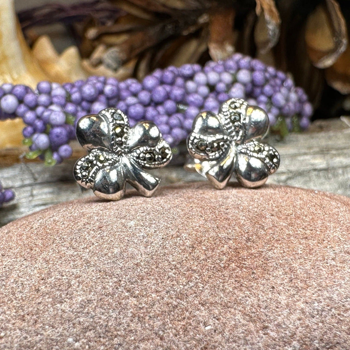 Shamrock Marcasite Earrings Post Earrings La Vie Bien Shamrock Marcasite Earrings