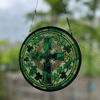 Shamrock Wreath Celtic Cross Suncatcher Gifts La Vie Bien Shamrock Wreath Celtic Cross Suncatcher