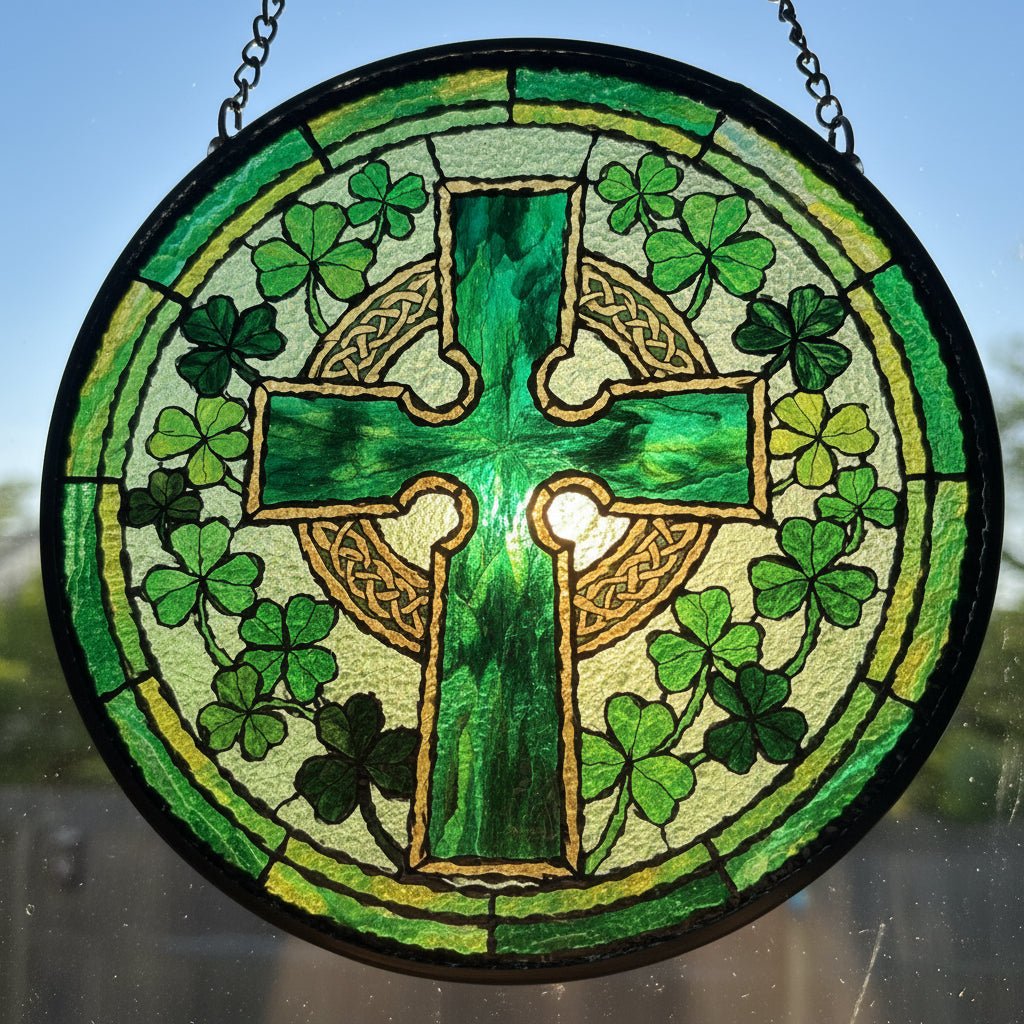 Shamrock Wreath Celtic Cross Suncatcher Gifts La Vie Bien Shamrock Wreath Celtic Cross Suncatcher